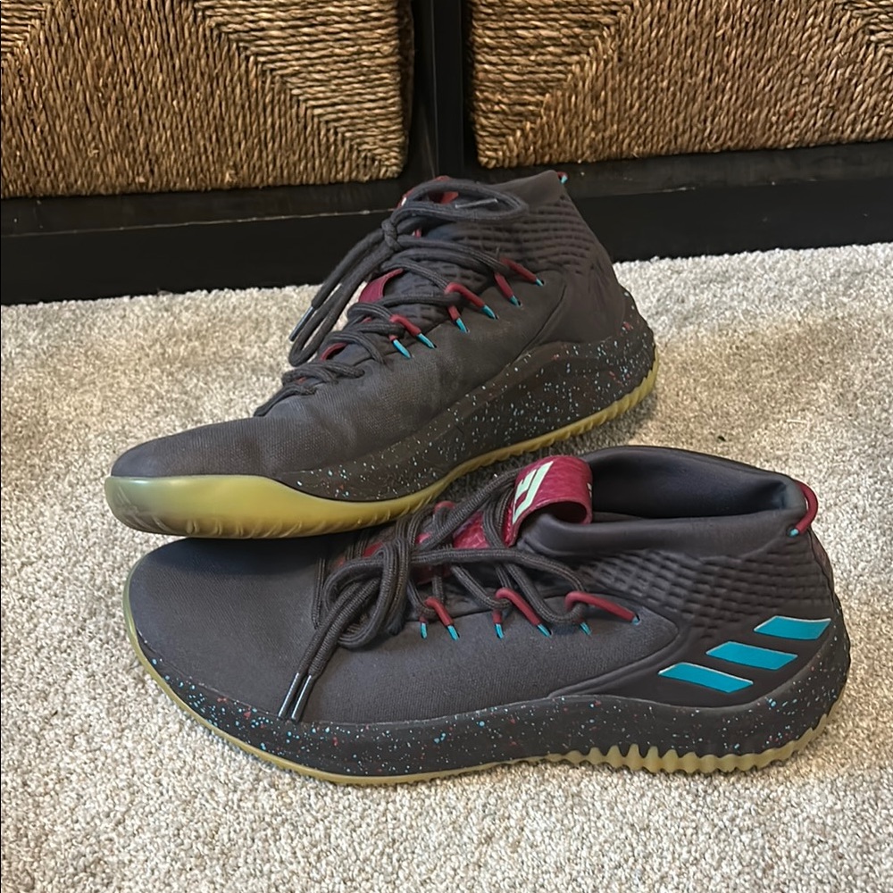 Adidas Black and Blue Mid-Top Sneakers with Sock-Like Collar